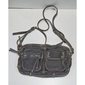 American Eagle Outfitters Gray Canvas Crossbody Bag With Multiple Pockets